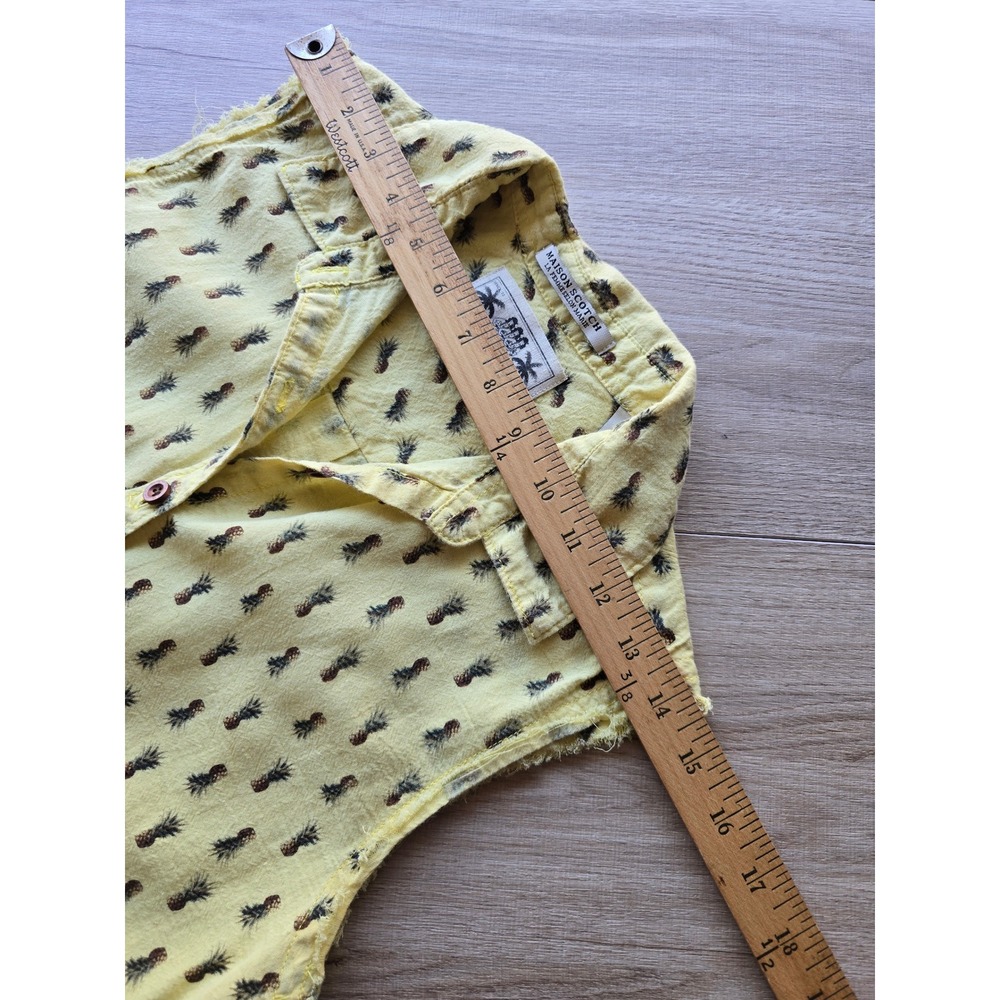 Maison Scotch Womens Sleeveless Pineapple Print Shirt Dress Yellow Size 1 resort - Picture 5 of 10